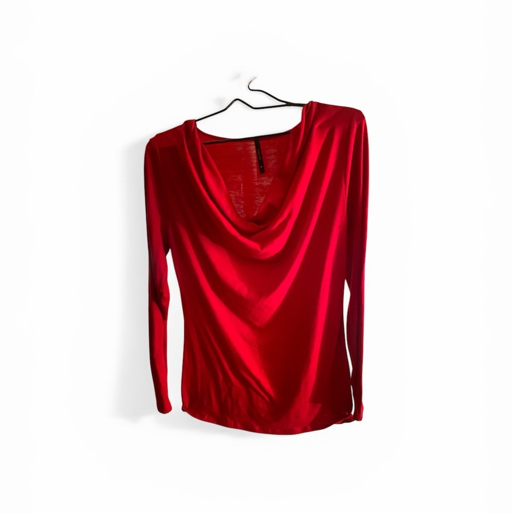Chic Scarlet Cowl Neck Blouse